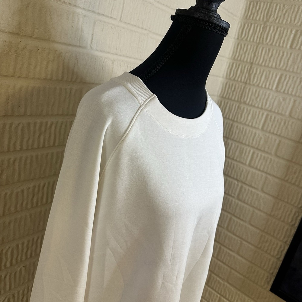 NWT Skechers Cozy Luxe Crewneck Sweatshirt Sz L Ivory Silky Soft Back To School - Picture 3 of 6